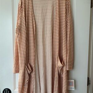 LuLaRoe Orange and Cream Knit Top